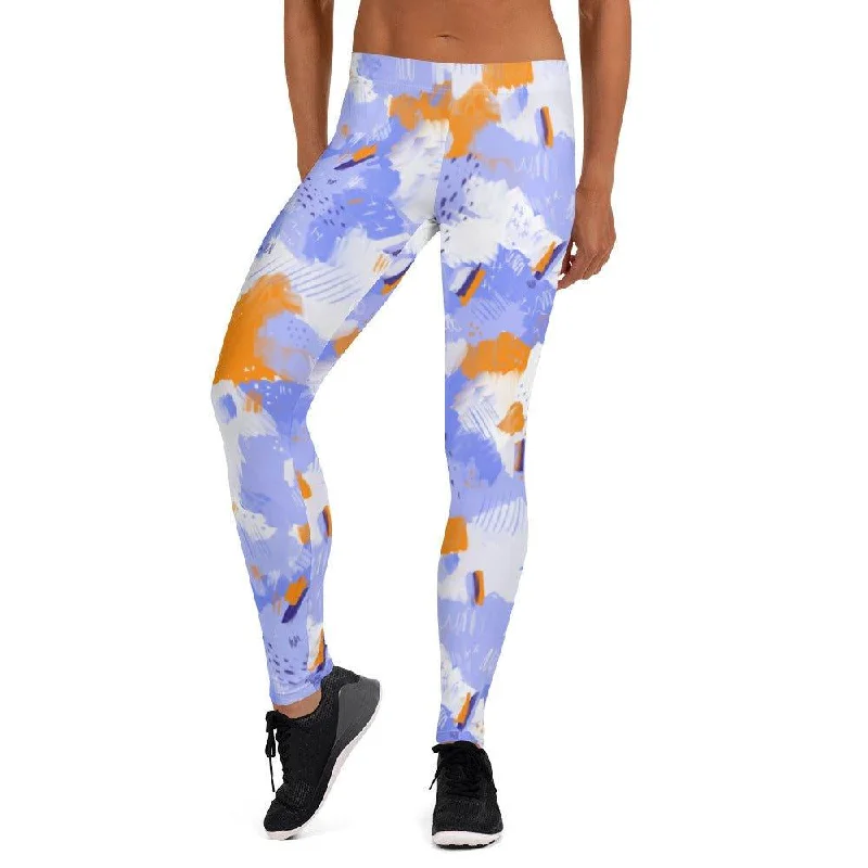 Purple Abstract Women's Mid-Rise Leggings Comfortable Plus Size Leggings
