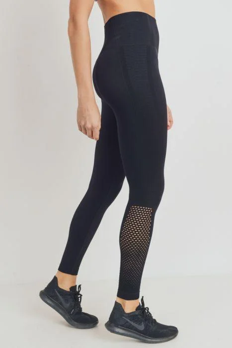 Ribbed and Perforated Seamless Highwaist Leggings Cozy Cotton Leggings