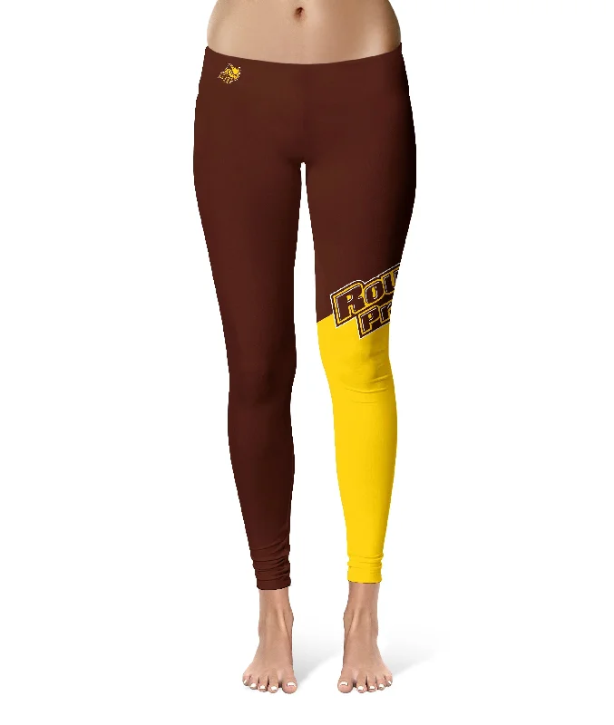 Rowan University Profs RU Game Day Leg Color Block Brown Gold Yoga Leggings for Women by Vive La Fete Elegant Full-Body Leggings Rowan University Profs RU Game Day Leg Color Block Brown Gold Yoga Leggings for Women by Vive La Fete Elegant Full-Body Leggings