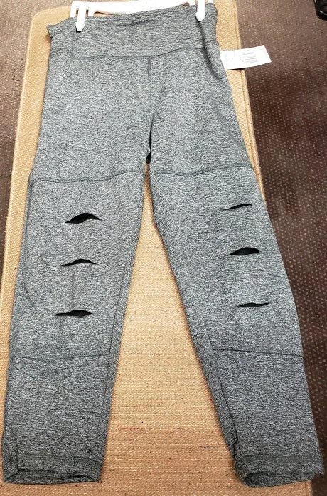 Story -- Women's Poly Fashion Leggings with Cutouts -- Grey Stylish Sweat-Proof Leggings Story -- Women's Poly Fashion Leggings with Cutouts -- Grey Stylish Sweat-Proof Leggings