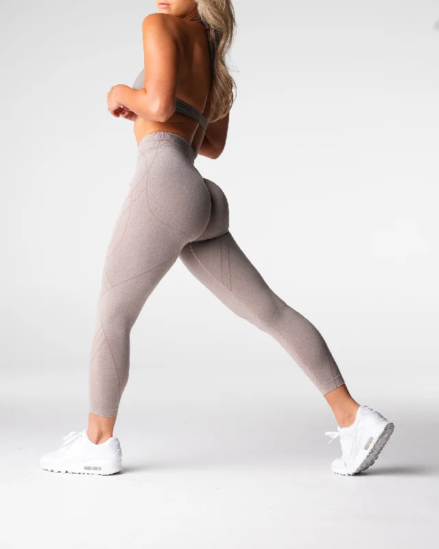 Taupe Geo Seamless Leggings Comfortable Slip-On Compression Leggings