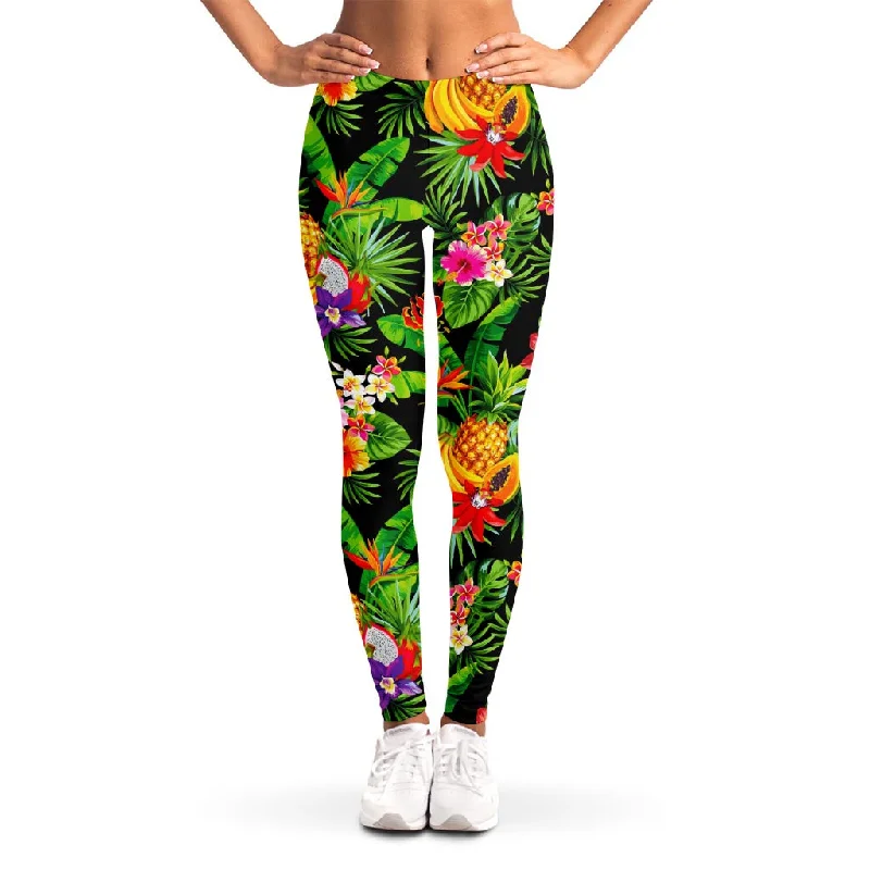 Tropical Hawaiian Fruits Pattern Print Women's Leggings