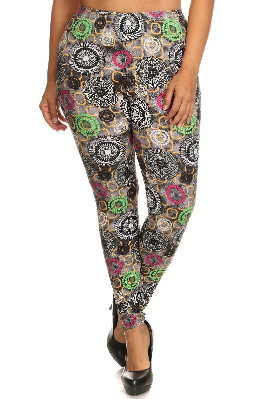 Voluptuous (+) Plus Size Abstract Print Slim Fit Leggings - Ships from The USA Comfortable Yoga Tights Leggings Voluptuous (+) Plus Size Abstract Print Slim Fit Leggings - Ships from The USA Comfortable Yoga Tights Leggings