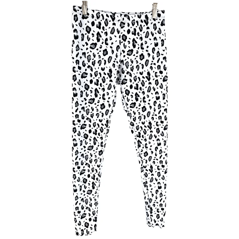 White Onca Textured Legging Stylish Stretch-Waist Leggings