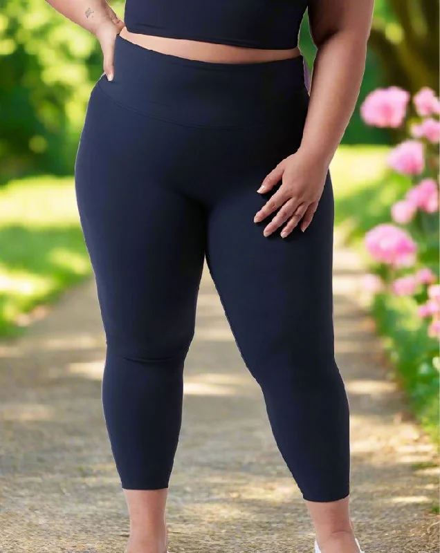 Womens Blue Ankle Length Leggings, Soft Yoga Pants, Sizes 0-20, Yoga Waist, Navy Blue Comfortable Ribbed Waistband Leggings Womens Blue Ankle Length Leggings, Soft Yoga Pants, Sizes 0-20, Yoga Waist, Navy Blue Comfortable Ribbed Waistband Leggings