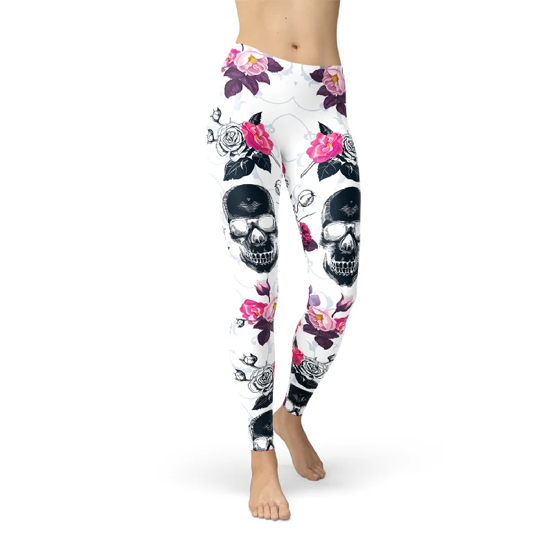 Womens Day Of The Dead Leggings Comfortable Tummy Shaping Leggings