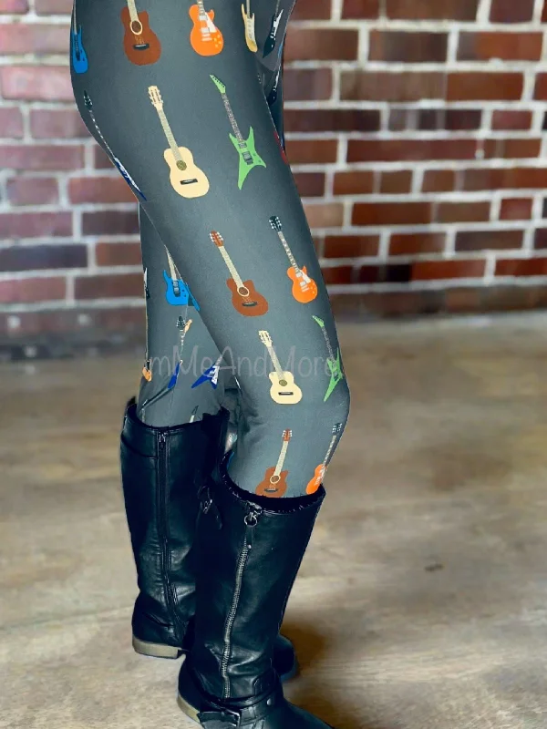 Womens Guitar Leggings, Acoustic Electric Guitar Leggings, Soft Yoga Pants, Sizes OS/TC/TC2, Yoga Waist, Gray/Multi, Exclusive Leggings Stylish Patterned Active Leggings Womens Guitar Leggings, Acoustic Electric Guitar Leggings, Soft Yoga Pants, Sizes OS/TC/TC2, Yoga Waist, Gray/Multi, Exclusive Leggings Stylish Patterned Active Leggings