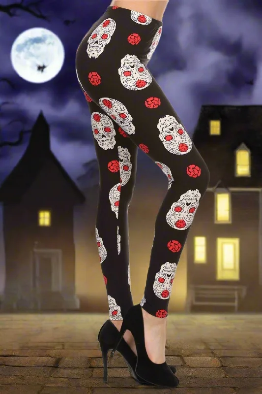 Womens Halloween Skull Rose Leggings, Kids Yoga Pants, Sizes 0-18, No-Roll Waist, Black/White Trendy Tie-Dye Leggings Womens Halloween Skull Rose Leggings, Kids Yoga Pants, Sizes 0-18, No-Roll Waist, Black/White Trendy Tie-Dye Leggings