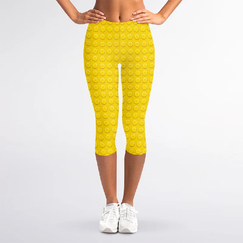 Yellow Plastic Building Blocks Print Women's Capri Leggings