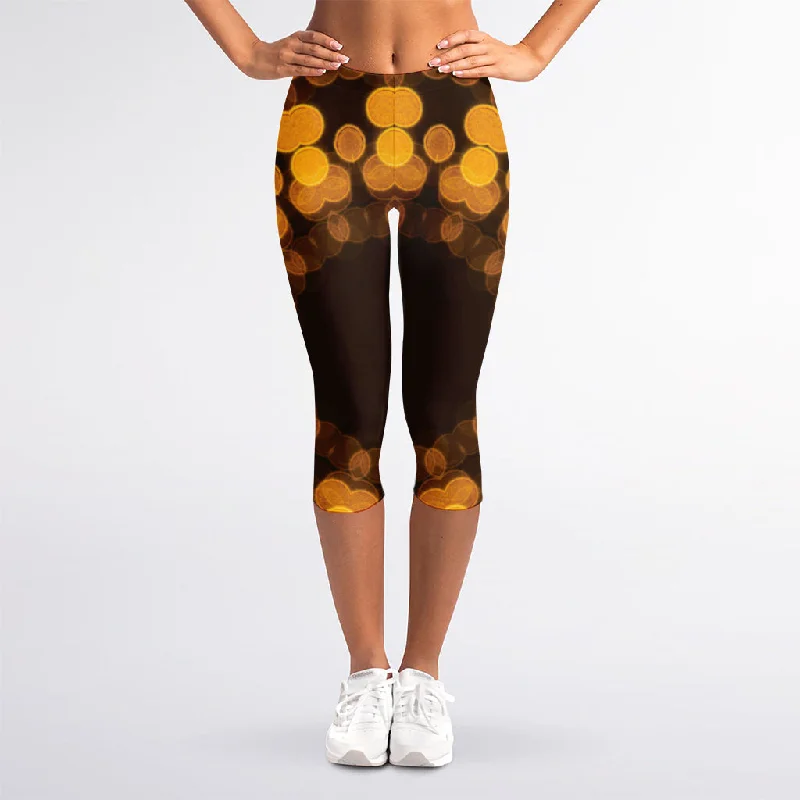 Yellow Spot Kaleidoscope Print Women's Capri Leggings