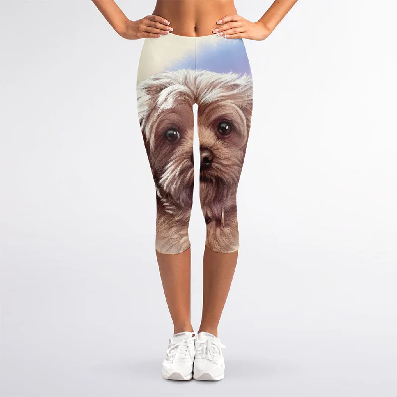 Yorkshire Terrier Portrait Print Women's Capri Leggings