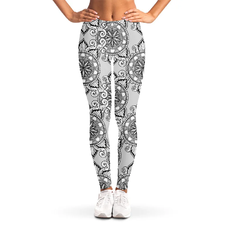 Zentangle Floral Pattern Print Women's Leggings