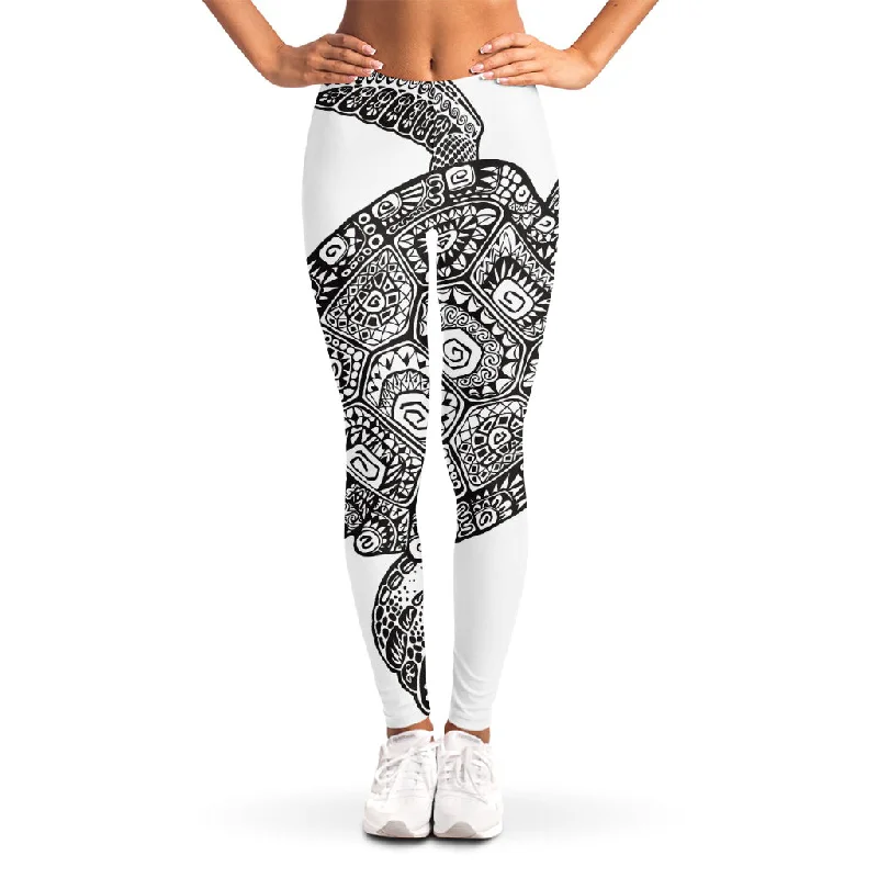 Zentangle Sea Turtle Print Women's Leggings