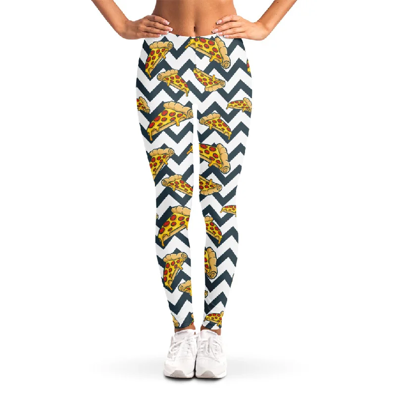 Zigzag Pizza Pattern Print Women's Leggings