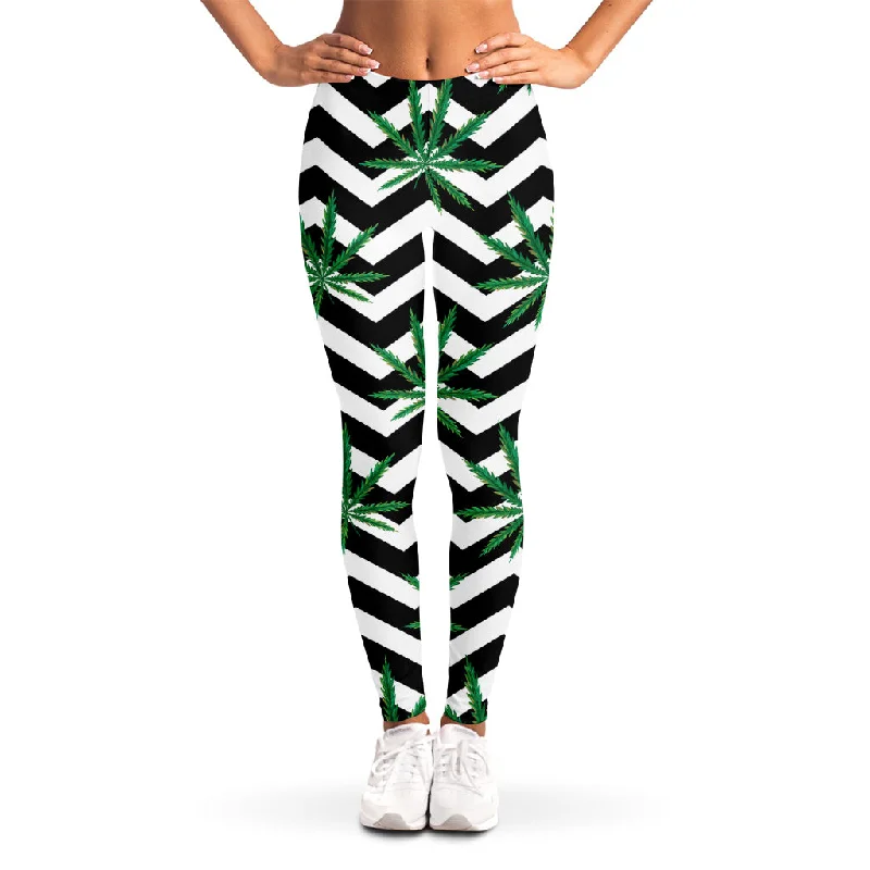 Zigzag Weed Pattern Print Women's Leggings