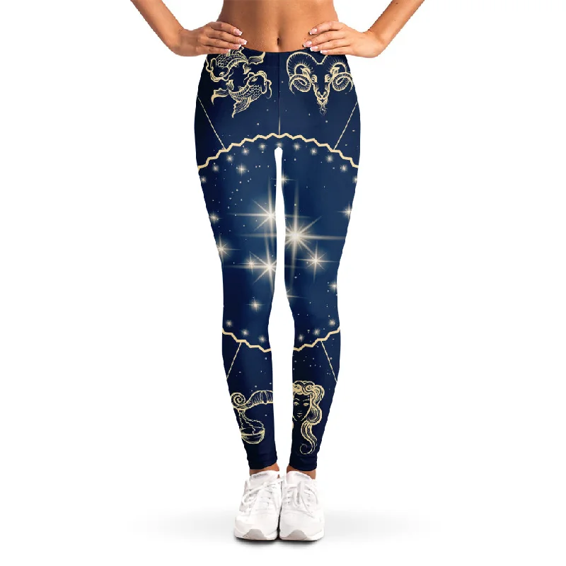 Zodiac Astrology Symbols Print Women's Leggings