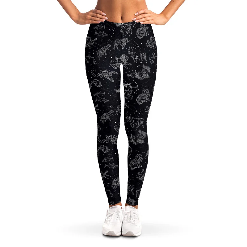 Zodiac Constellation Pattern Print Women's Leggings