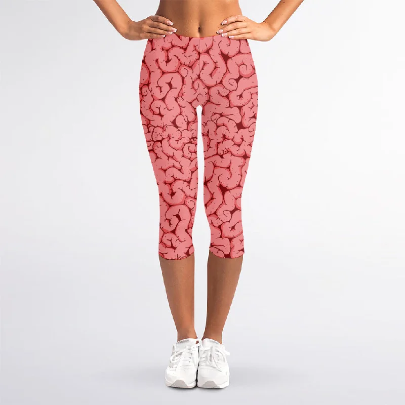 Zombie Brain Print Women's Capri Leggings