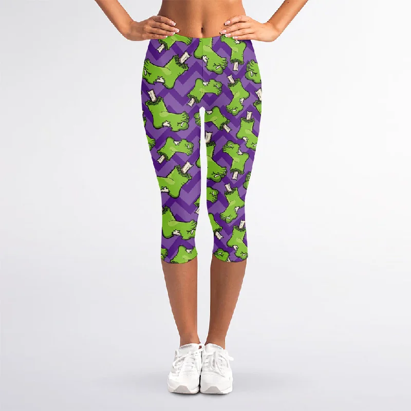 Zombie Foot Pattern Print Women's Capri Leggings