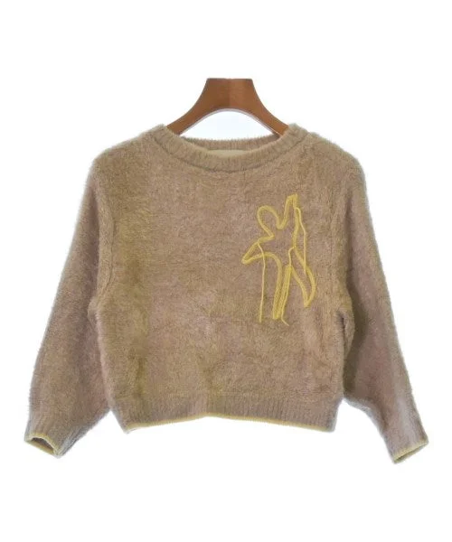 TAN Sweaters Embroidered Appliqued Beaded