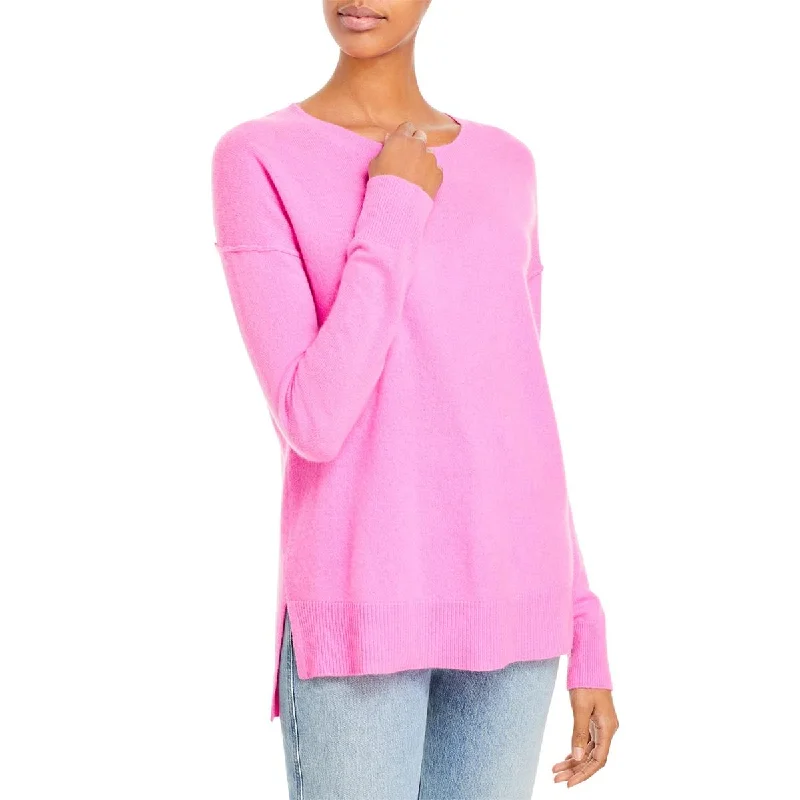 Aqua Womens Cashmere Hi-Low Crewneck Sweater Casual Formal Business