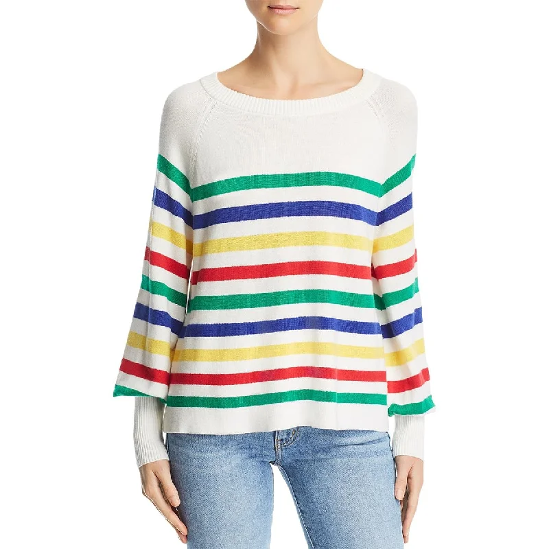 Aqua Womens Knit Striped Pullover Sweater