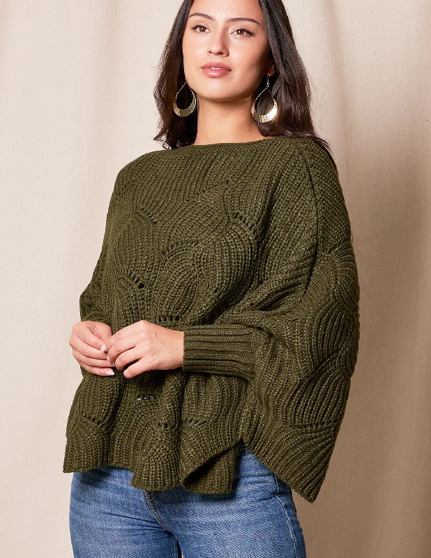 Aspen Sweater Poncho - Pine Plaid Sweater Polka Dot Checkered