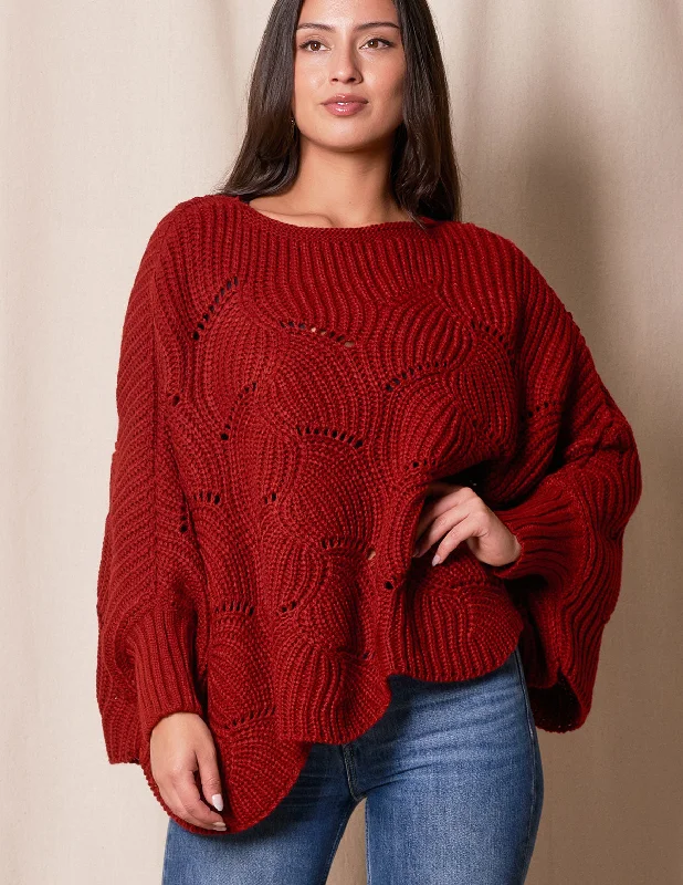 Aspen Sweater Poncho - Burgundy Beaded Sweater Sequined Faux Fur