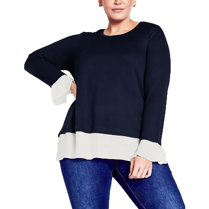 Avenue Womens HACCI Knit Chiffon Tunic Sweater Graphic Sweater Embroidered Appliqued Avenue Womens HACCI Knit Chiffon Tunic Sweater Graphic Sweater Embroidered Appliqued