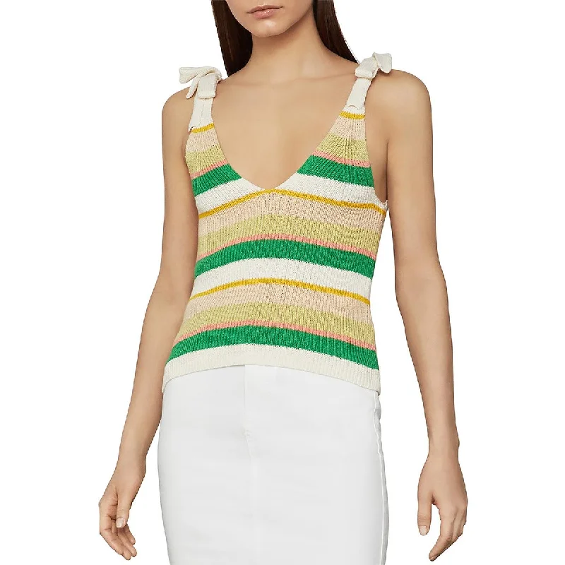 BCBGMAXAZRIA Womens Knit Striped Tank Top Sweater Boxy Sweater Fitted Sweater A-Line BCBGMAXAZRIA Womens Knit Striped Tank Top Sweater Boxy Sweater Fitted Sweater A-Line