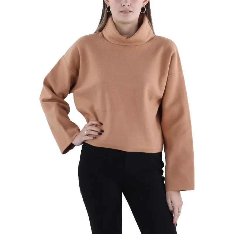 BCBGMAXAZRIA Womens Turtleneck Long Sleeve Crop Sweater