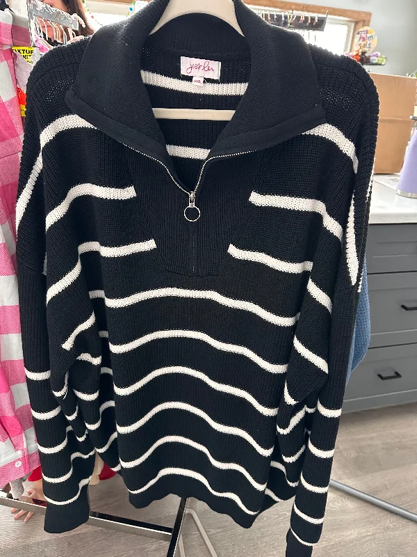 Black 1/4 zip Jameson sweater Lace Blend Ribbed Blend Corduroy Blend