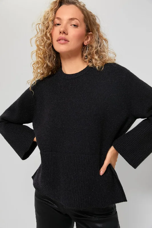 Black Carington Sweater Handmade Hand-knitted Hand-woven