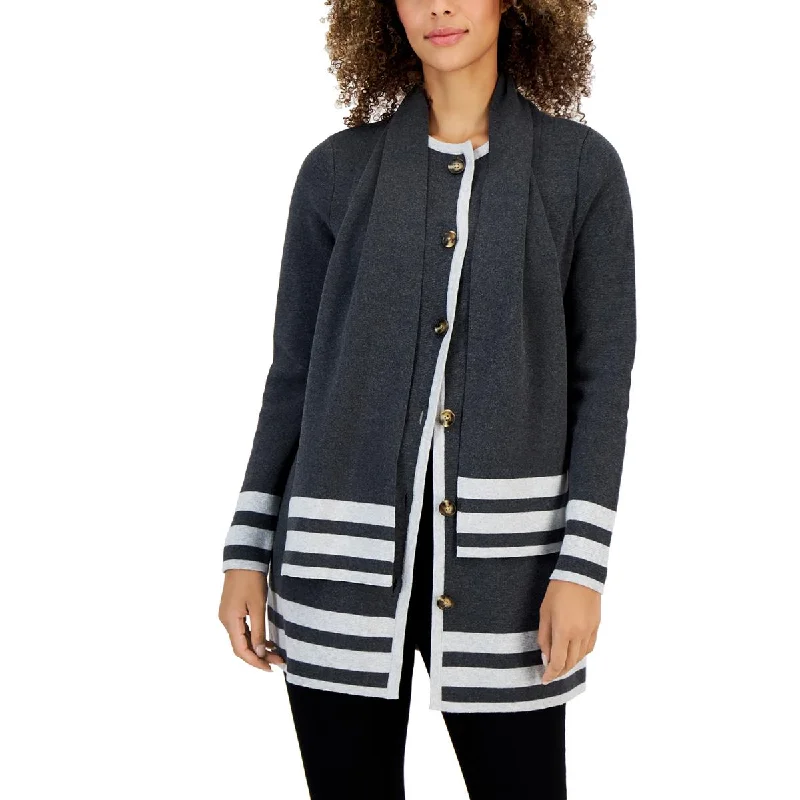 Charter Club Womens Cotton Knit Hooded Sweater Chenille Fabric Brocade Fabric Lace Fabric
