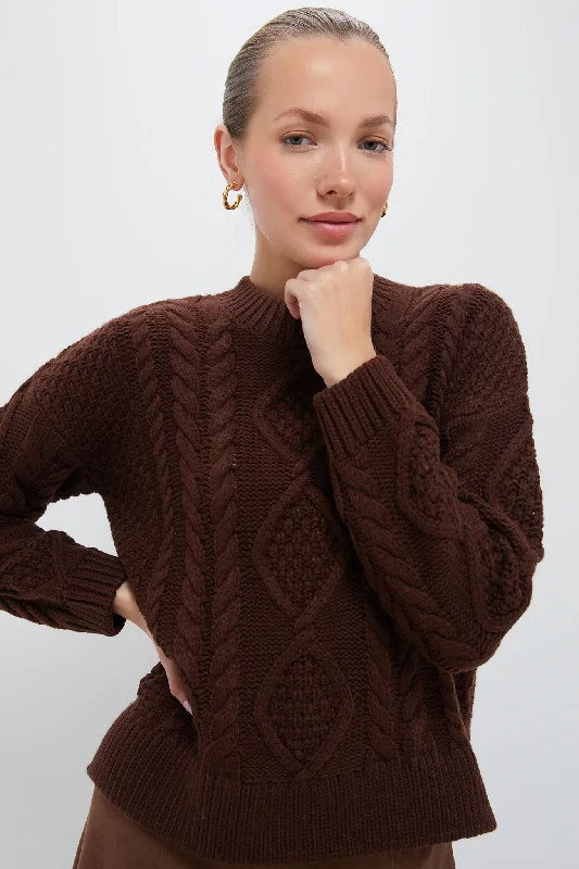 Chocolate Cable Knit Verbier Sweater Boxy Sweater Fitted Sweater A-Line