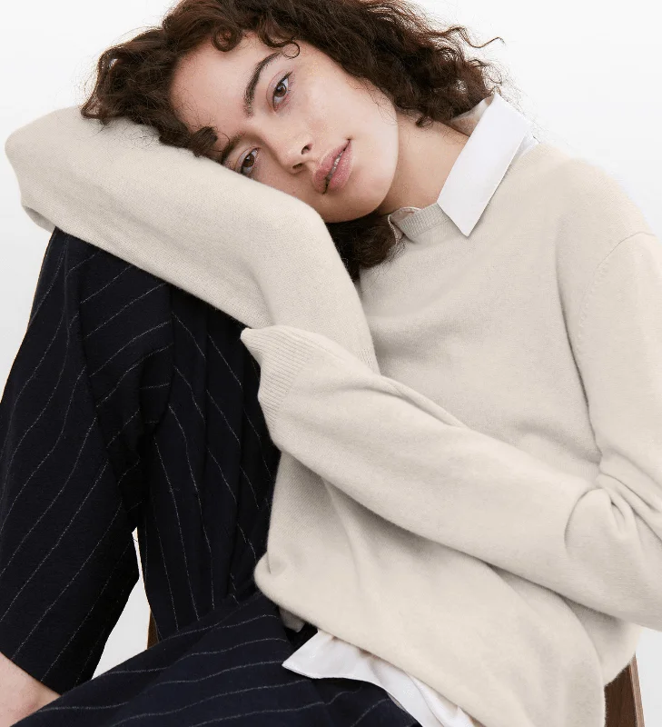 The Women’s Basic Crewneck Cashmere Sweater Zippered Buttoned Snapped