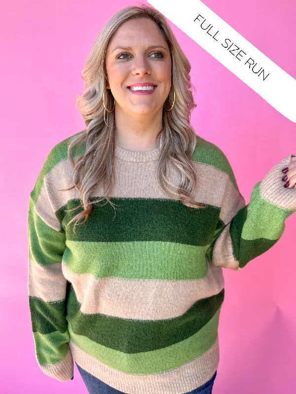 Favorite Season Sweater - Green Terry Blend Velvet Blend Canvas Blend