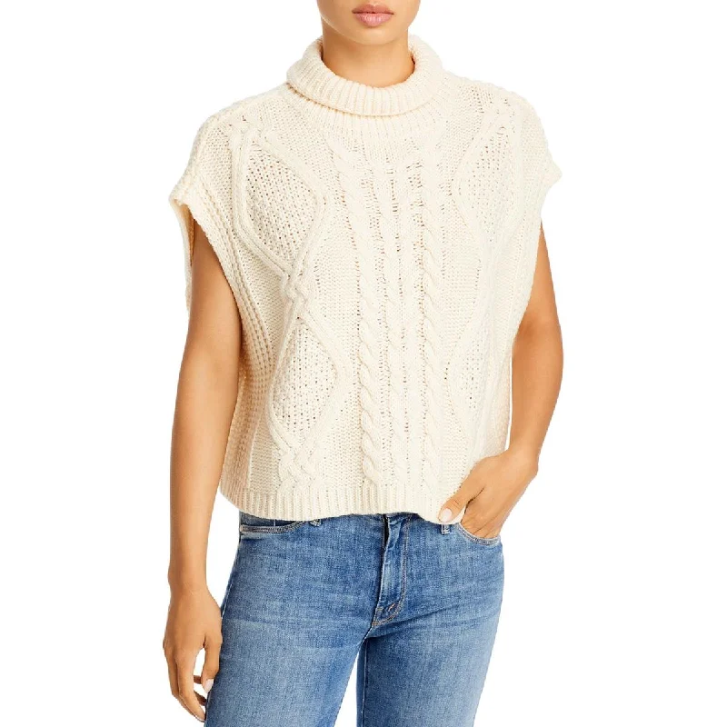 Fore Womens Cable Knit Sleeveless Turtleneck Sweater