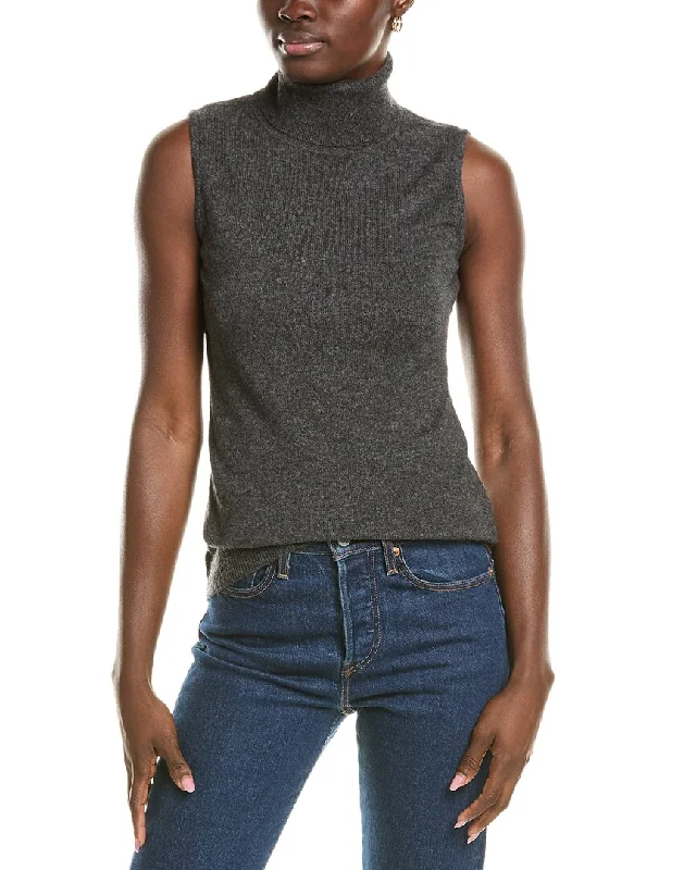 Forte Cashmere Sleeveless Turtleneck Cashmere Sweater