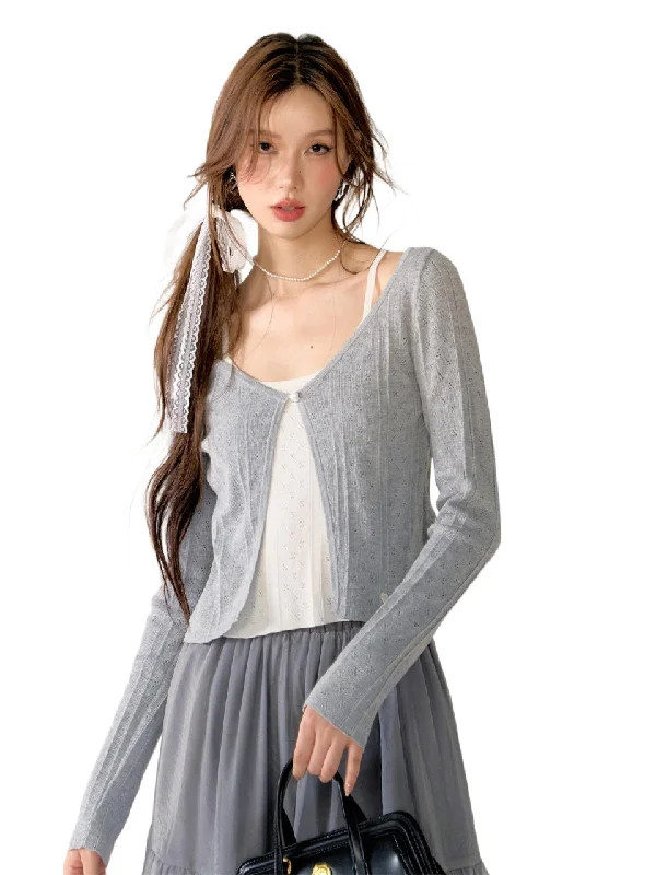 Gray & Blue Color-block 2-in-1 V-neck Sweater