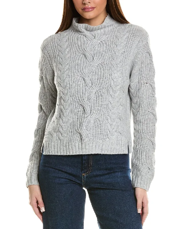 Hannah Rose Chunky Cable Funnel Neck Wool & Cashmere-Blend Sweater