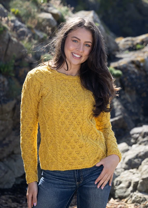Women's Lambay Aran Sweater | Sunflower Transparent Opaque Sheer