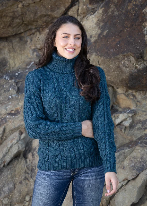 Polo Neck Aran Sweater | Atlantic Fleece Fabric Down Fabric Feather Fabric