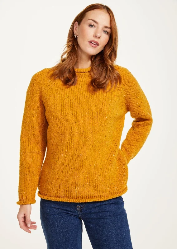 Ladies Donegal Roll Neck Sweater | Sunflower Neon Metallic Matte