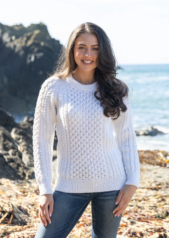 Ladies Slim-Fit Aran Sweater | Natual Lightweight Heavyweight Midweight