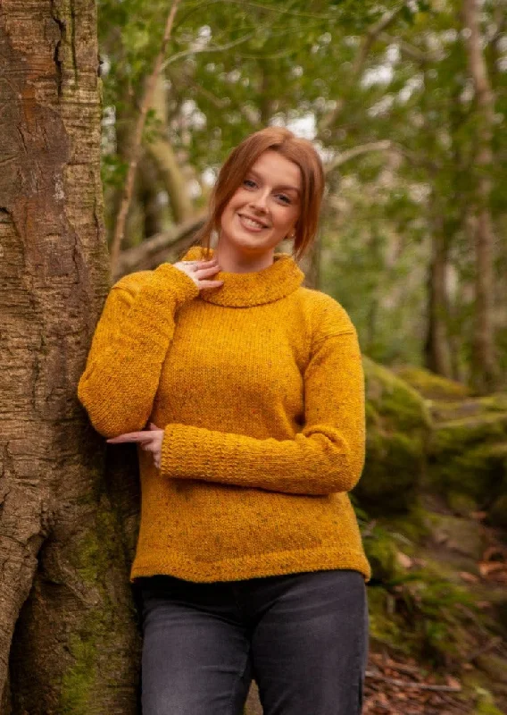 Ladies Wool Tunic Sweater | Mustard Spandex Blend Rayon Blend Denim Blend