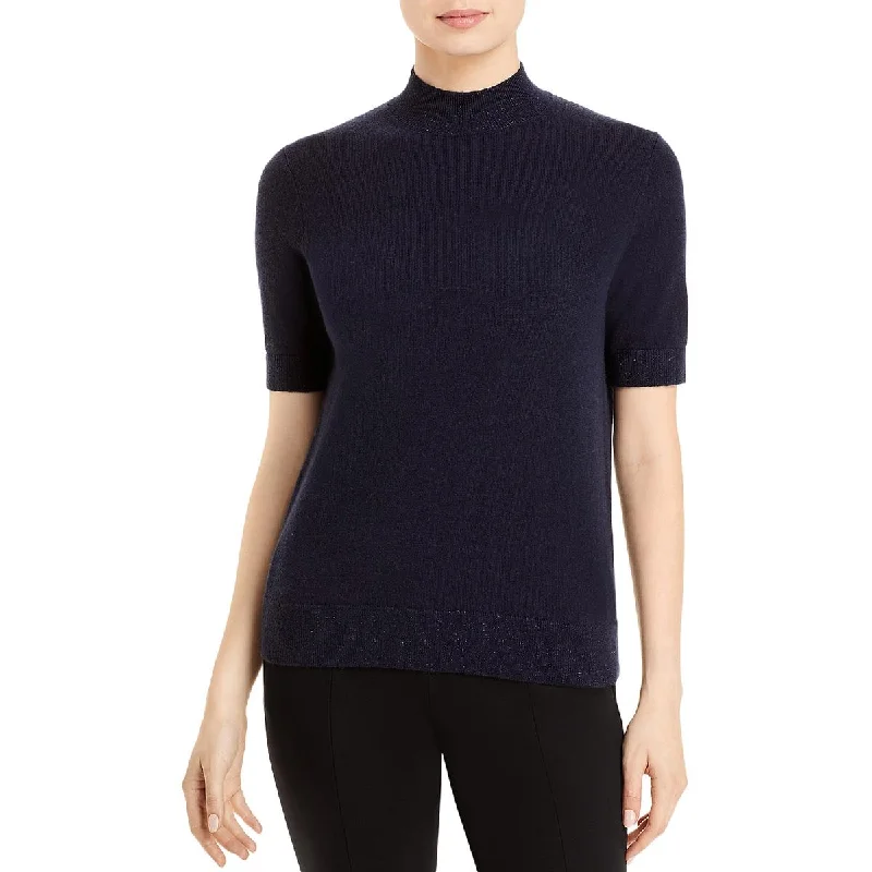 Lafayette 148 New York Womens Cashmere Heathered Sweater Denim Fabric Leather Fabric Suede Fabric Lafayette 148 New York Womens Cashmere Heathered Sweater Denim Fabric Leather Fabric Suede Fabric