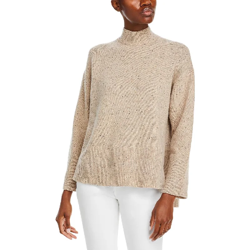 Lafayette 148 New York Womens Drop Shoulder Ribbed Funnel-Neck Sweater