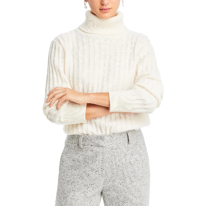 Lafayette 148 New York Womens Ribbed Long Sleeve Turtleneck Sweater