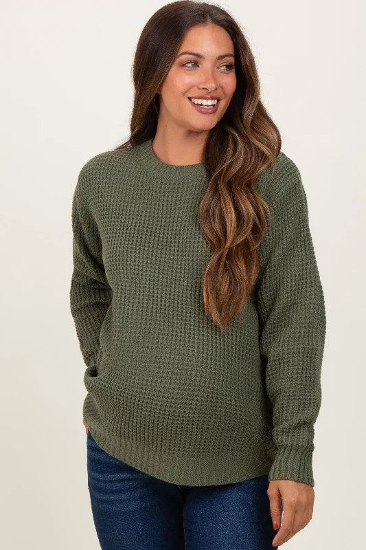 Light Olive Waffle Knit Rounded Hem Maternity Sweater Nylon Fabric Polyester Fabric Spandex Fabric Light Olive Waffle Knit Rounded Hem Maternity Sweater Nylon Fabric Polyester Fabric Spandex Fabric